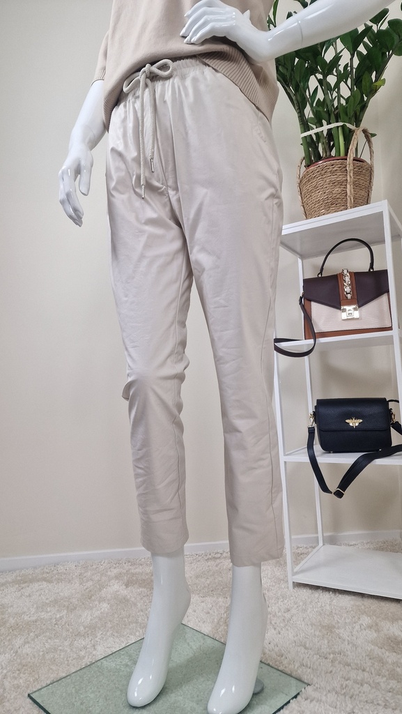 Ellen eco-leather pants beige